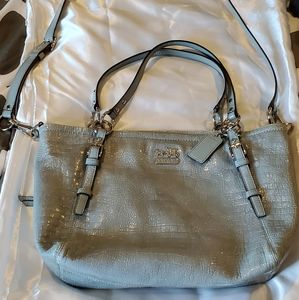 Coach | Retro Blue Patent Crocodile embossed Tote Shoulder Bag, Removabl…